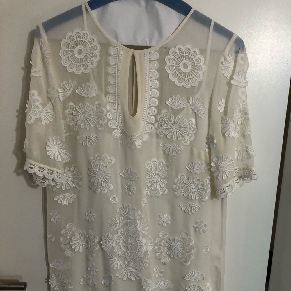 Club Monaco white shirt dress 100% silk overlay